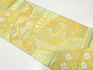 アンティーク　扇に鶴・宝尽くし・笹模様織り出し袋帯（材料）